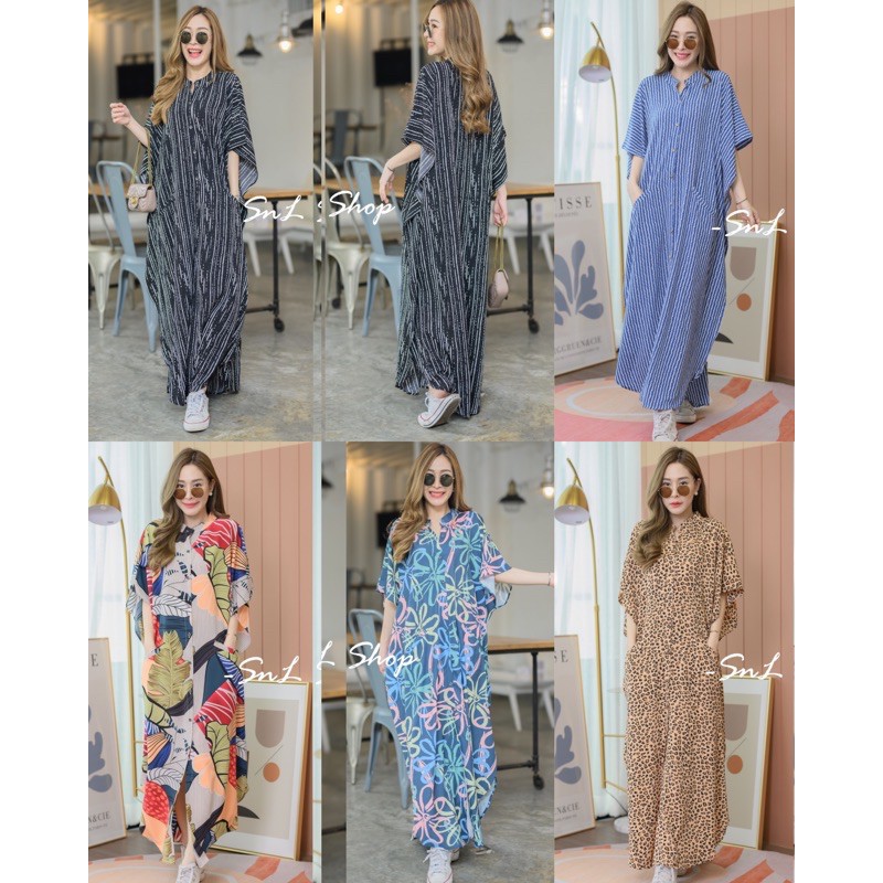 📌ทักก่อนสั่ง📌เดรสคอจีน กระดุมผ่าหน้ายาว ทรง oversize  อกถึง 50” SNL