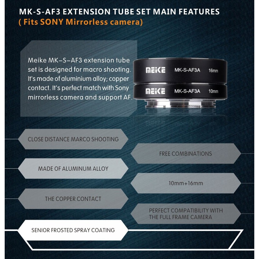 Sony NEX E FE Mount MEIKE MK-S-AF3A Auto Focus Macro Extension Tube ท่อมาโคร ออโต้โฟกัส