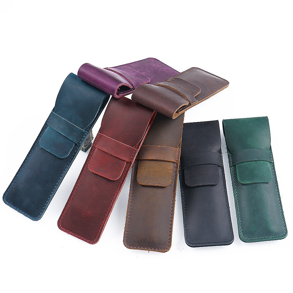 GENODERN Handmade ของแท้หนังปากกากระเป๋า Cowhide กระเป๋าดินสอ Vintage Retro สไตล์อุปกรณ์เสริมสําหรับ Travel Journal