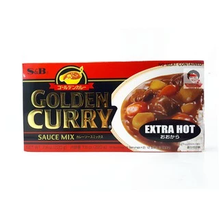 S&B GOLDEN CURRY EXTRA HOT เครื่องแกงกะหรี่ก้อน ไม่ผสมเนื้อสัตว์ แกงกะหรี่ก้อนเผ็ด แกงกะหรี่ญี่ปุ่น220g JAPANESE CURRY