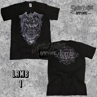 เสื้อยืดผ้าฝ้ายพิมพ์ลายแฟชั่น (เฉือนซ้าย) เสื้อยืด LAMB OF GOD Builtup Oblong Short Music Band Metal Band ORIGINAL Rebel