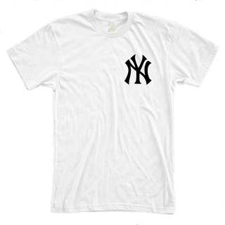Tee เสื้อคู่รัก เสื้อยืดสีขาว - MRL พิมพ์พ็อกเก็ต Ny แยงกี้โลโก้เสื้อเสื้อยืด Unisex ผ้าฝ้ายกิลแดน