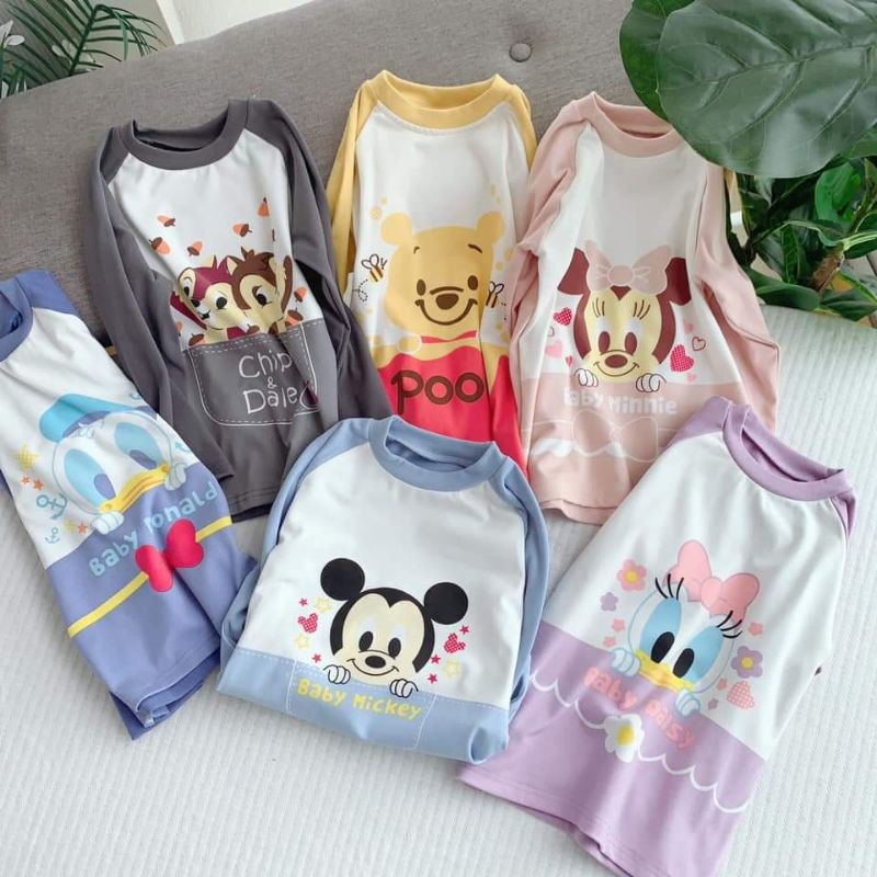 ชุดนอนเด็ก ชุดนอนแขนยาว หมีพูห์ chip&dale