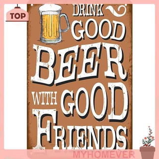 Myhom ป้ายโลหะดีบุก ลาย Good Beer Good Friends สไตล์วินเทจ สําหรับบาร์ ผับ คลับ