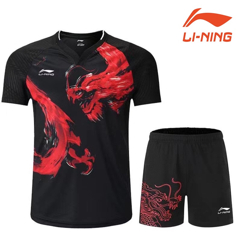 Li Ning's ใหม่ ชุดกีฬาปิงปอง แขนสั้น ระบายอากาศ แบบแห้งเร็ว สําหรับผู้ชายและผู้หญิง