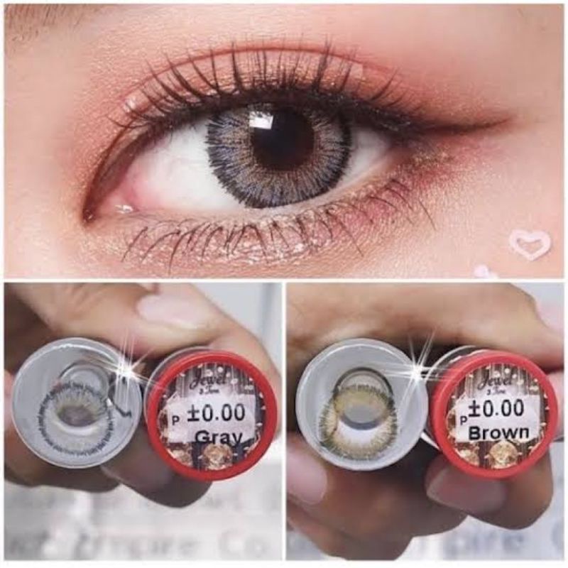 คอนแทคเลนส์ แต่งหน้า เจ้าสาว รุ่น Jewel 3 tone สีเทา/ตาล gray/Brown มีค่าสายตา (0.00)-(-8.00)