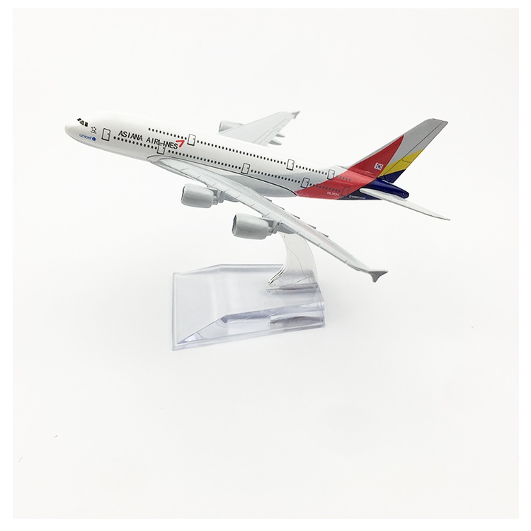 Yalinda เกาหลี Asiana Airlines A380 16 ซม.ชุดเครื่องบินเด็กวันเกิดของเล่นเครื่องบินรุ่น