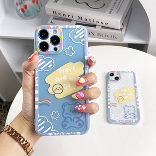 🌤พร้อมส่งในไทย Case เคส เคสมือถือ เคสโทรศัพท์ เคสนิ่ม คลุมเลนส์กล้องหลากสี 100% Lucky smile เคสคลุมกล้อง