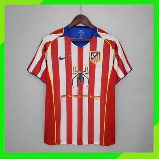 เสื้อกีฬาแขนสั้น ลายทีมชาติฟุตบอล Atletico Madrid 04-05 ชุดเหย้า สไตล์เรโทร