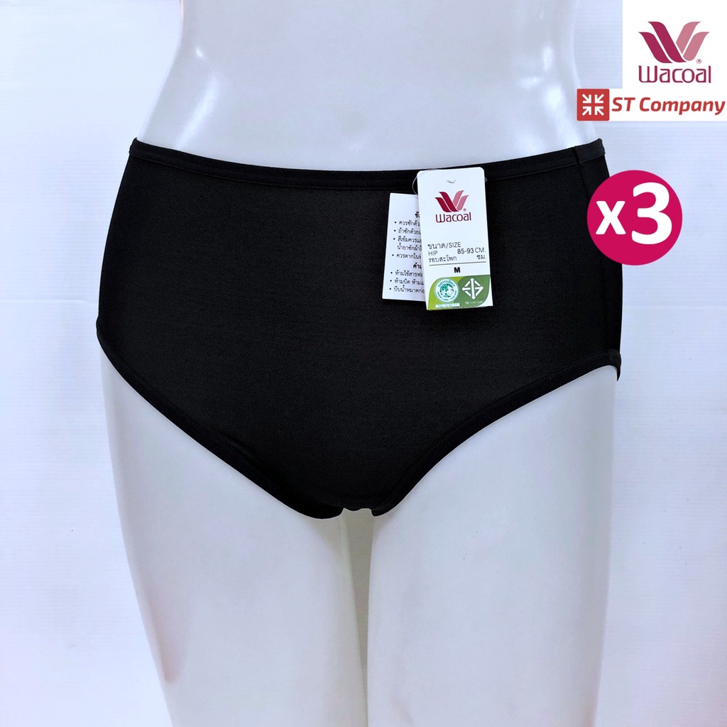 Wacoal Short Panty กางเกงใน แบบเต็มตัว สีดำ Black (3 ชิ้น) รุ่น WU4987 วาโก้ กางเกงในผู้หญิง เต็มตัว เอวสูง กระชับ