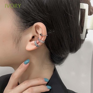 Ivory เครื่องประดับ ต่างหู แบบคลิปหนีบ รูปดาว สไตล์พังก์ สําหรับผู้หญิง