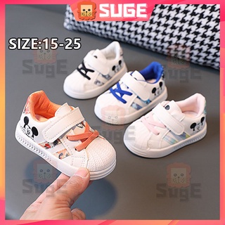 【Suge】รองเท้าผ้าใบลําลอง พื้นนิ่ม กันลื่น ลายการ์ตูนมิกกี้เมาส์ สีขาว เข้ากับทุกการแต่งกาย แฟชั่นสําหรับเด็กผู้ชาย และเด็กผู้หญิง เหมาะกับการเล่นกีฬา