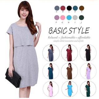 เดรสคลุมท้องให้นม Basic Style mFeedDress410