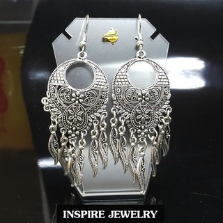 INSPIRE JEWELRY    ต่างหูงานแฟชั่นเทียมเงินรมดำ พร้อมถุงกำมะหยี่