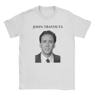 เสื้อยืดครอปเสื้อยืด ผ้าฝ้ายแท้ 100% พิมพ์ลาย Nicolas Cage Face สําหรับผู้ชายS-5XL