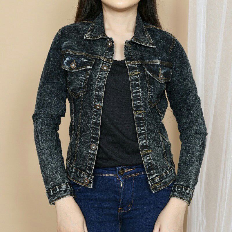 Biondy DENIM ผู้หญิง CROP JEANS JACKET LATEST JIINS JACKET สําหรับ GIRLS JACKET SNOWBLACK แจ็คเก็ตสไ