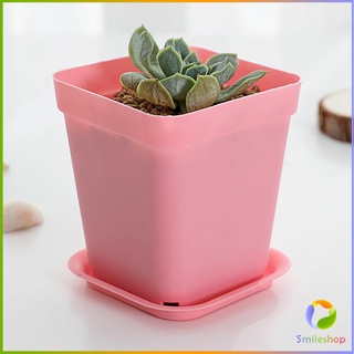 Smileshop กระถางต้นไม้พลาสติก พร้อมถาดรอง กระถางขนาดเล็ก  Plastic flowerpot