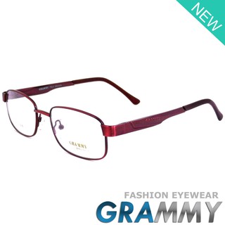 Grammy แว่นตา สีแดง กรอบแว่นตา กรอบเต็ม ขาสปริง วัสดุ สแตนเลส สตีล (สำหรับตัดเลนส์) Eyewear Top Glasses Frame