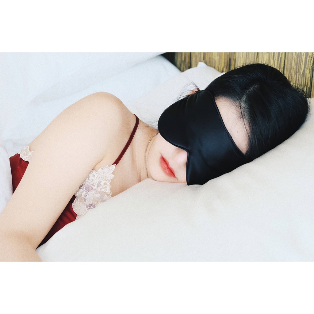 Alaska Bear ผ้าปิดตา 100% Mulberry Silk Sleep Mask/Blindfold, 19 momme 600 thread counts, super smooth (Color Black)