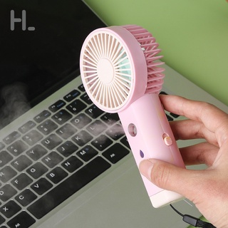 happylife พัดลมไอน้ำพกพา SteamMini-fan พัดลมไอน้ำแบบมือถือ แบบพกพา สีพาสเทล ลายการ์ตูน