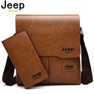 Jeep Buluo กระเป๋าหนังกระเป๋าสะพายไหล่กระเป๋า Crossbody แฟชั่นผู้ชาย 2 ชิ้น / ชุด