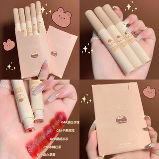 VONGEE 5pcs liptint ลิปโคลน，ชุดลิปกลอส/ลิปเคลือบด้าน/กันน้ำและติดทนนาน/ถ้วยไม่ติด/ลิปสติกไม่ซีดจาง