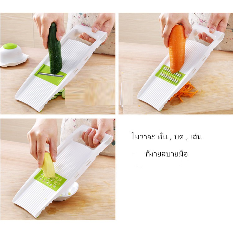 ที่ขูดผักผลไม้5in1 ที่ขูดมะละกอ ที่ขูดฝอย ที่สไลด์ผัก มีดลอน BB074 ราคา ถูกที่สุด ดีลบีเคเค แกลเลอรีภาพที่ 6