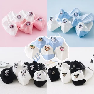 ❤️ถุงเท้าคิตตี้ โดเรม่อน ชินจัง มิกกี้ สนู้ปปี้⭐️ งานปักหลังข้อเท้า มี 5 แบบ Kitty Doraemon Chin-jung Mickey Snoopy ES69