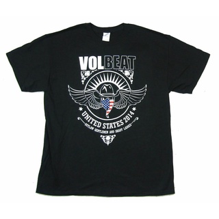 เสื้อยืดแฟชั่นฤดูร้อนลายกะโหลก Volbeat Skull Wings Us 2014 สีดํา