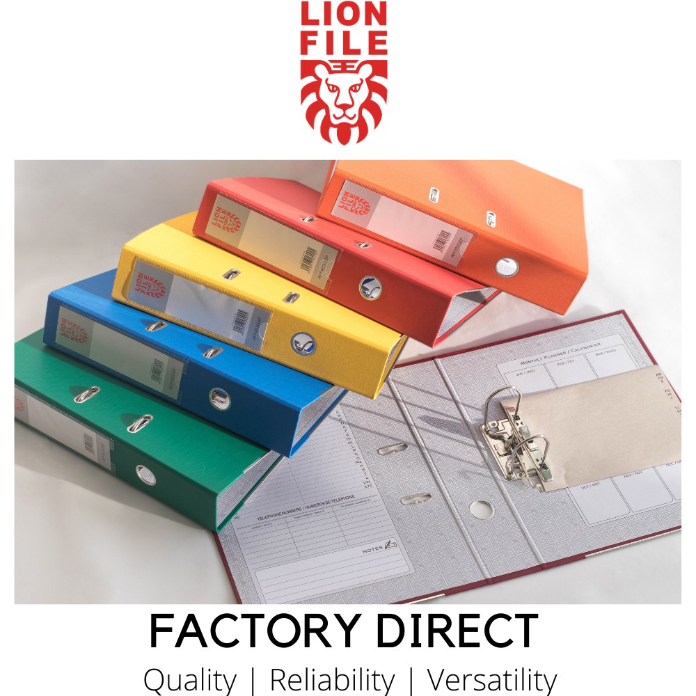 Lion File Coloured PP Cover Lever Arch File - 30 ชิ้น/ctn