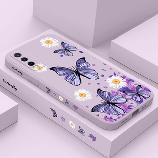 เคสโทรศัพท์มือถือ ซิลิโคน ลายผีเสื้อ สีม่วง มีลายด้านข้าง สําหรับ VIVO V23 V23E V21 V20 2021 Y11 Y12i Y15S Y15A Y33T Y21T 5G
