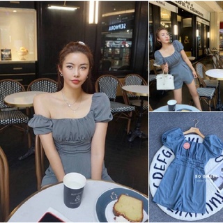 Jumsuit  เรียบหรูดูแพง ตัวเดียวจบ เนื้องานเป็นผ้านำเข้าอย่างดี ตัดต่อเปนชุดจั๊มสูทสีเทาสุดหรู ทรงคอเหลี่ยม
