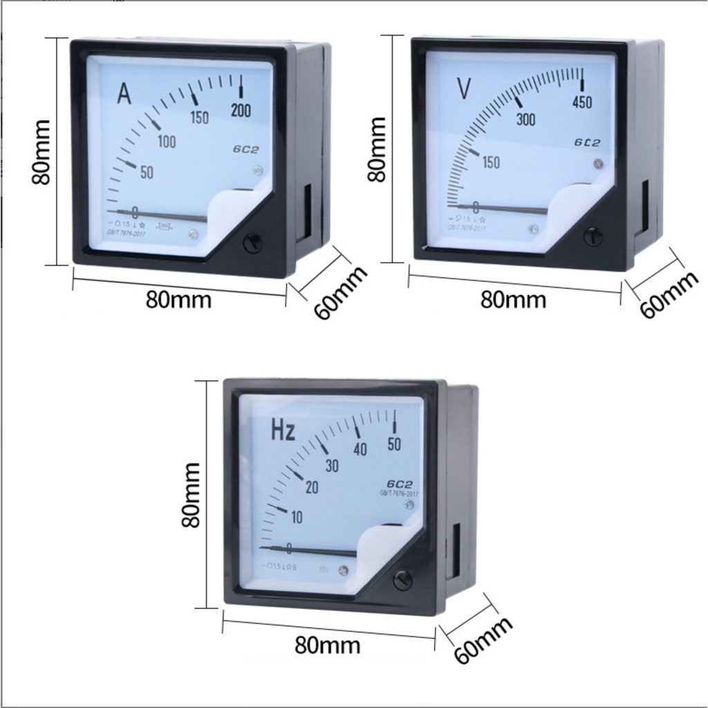 Volt Am Hz Meter โวลต์มิเตอร์ วัดกระแสไฟฟ้า แบบ เข็ม Analog มีให้เลือกหลายแบบ รุ่น 6C2