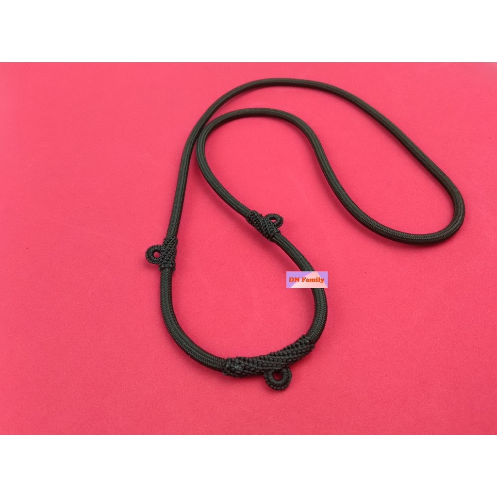 DN02_สร้อยเชือกร่มถักไนล่อน งานถักเข็ม สร้อยคอ สร้อยห้อยพระเชือกร่ม 3 ห่วง แบบสวมหัว 4มิล ยาว 26 นิ้