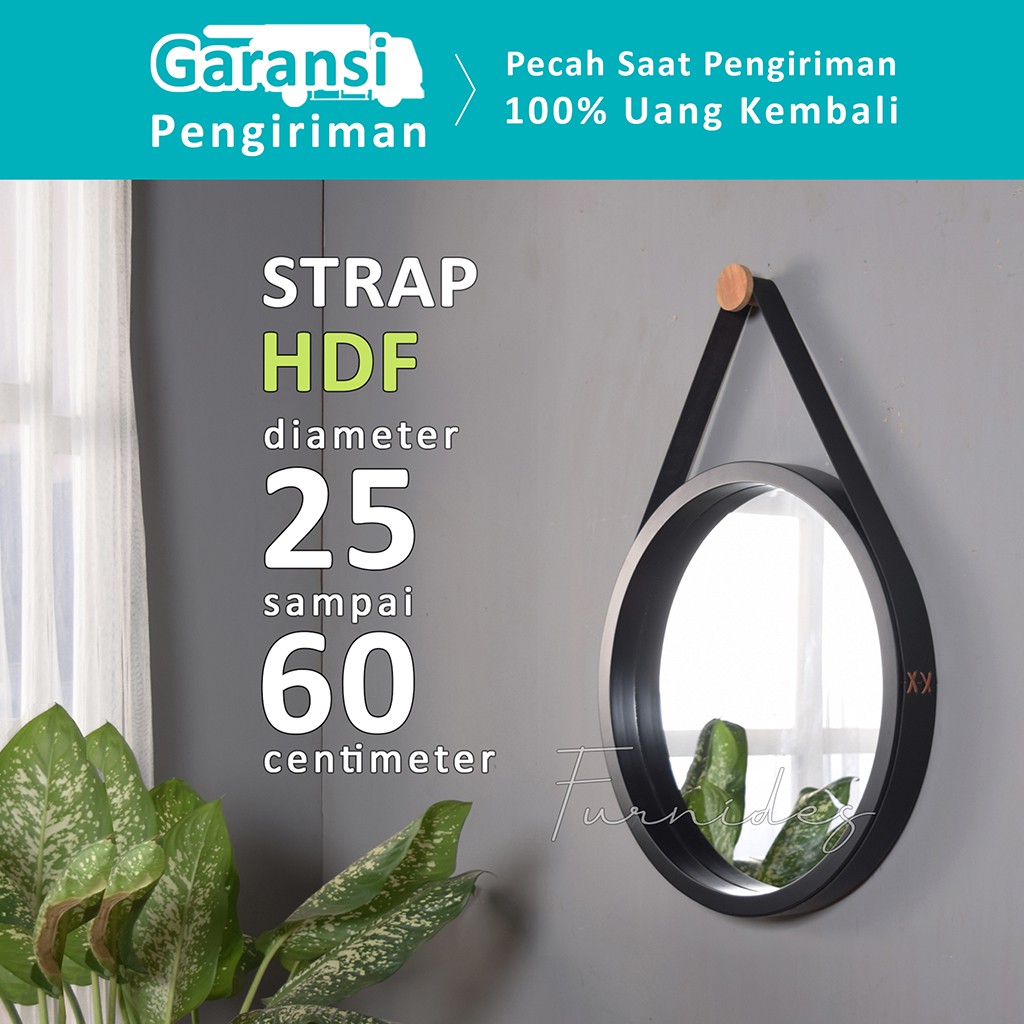 กระจกทรงกลม เส้นผ่านศูนย์กลาง 25-60 ซม. | สายคล้องคอ | กรอบ Hdf