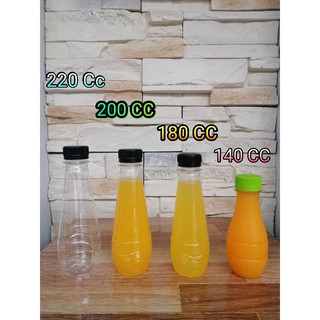 ขวดน้ำพลาสติก PET ทรงหยดน้ำ มี 4 ขนาด 140 180 200 220 cc บรรจุ 150 ขวดพร้อมฝา