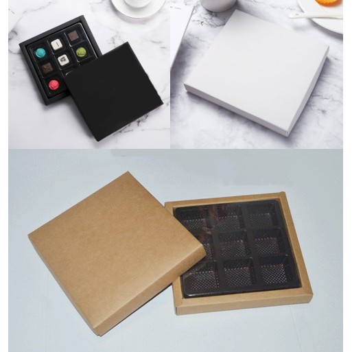 กล่อง​ช็อคโกแลต​ พร้อมพลาสติก 9 ช่อง+ฝาใสครอบ (AA15)