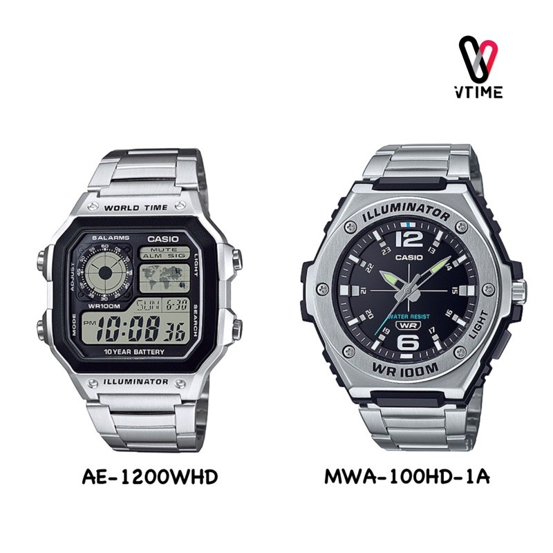CASIO นาฬิกาข้อมือผู้ชาย รุ่น AE-1200WHD-1A//MWA-100HD-1A