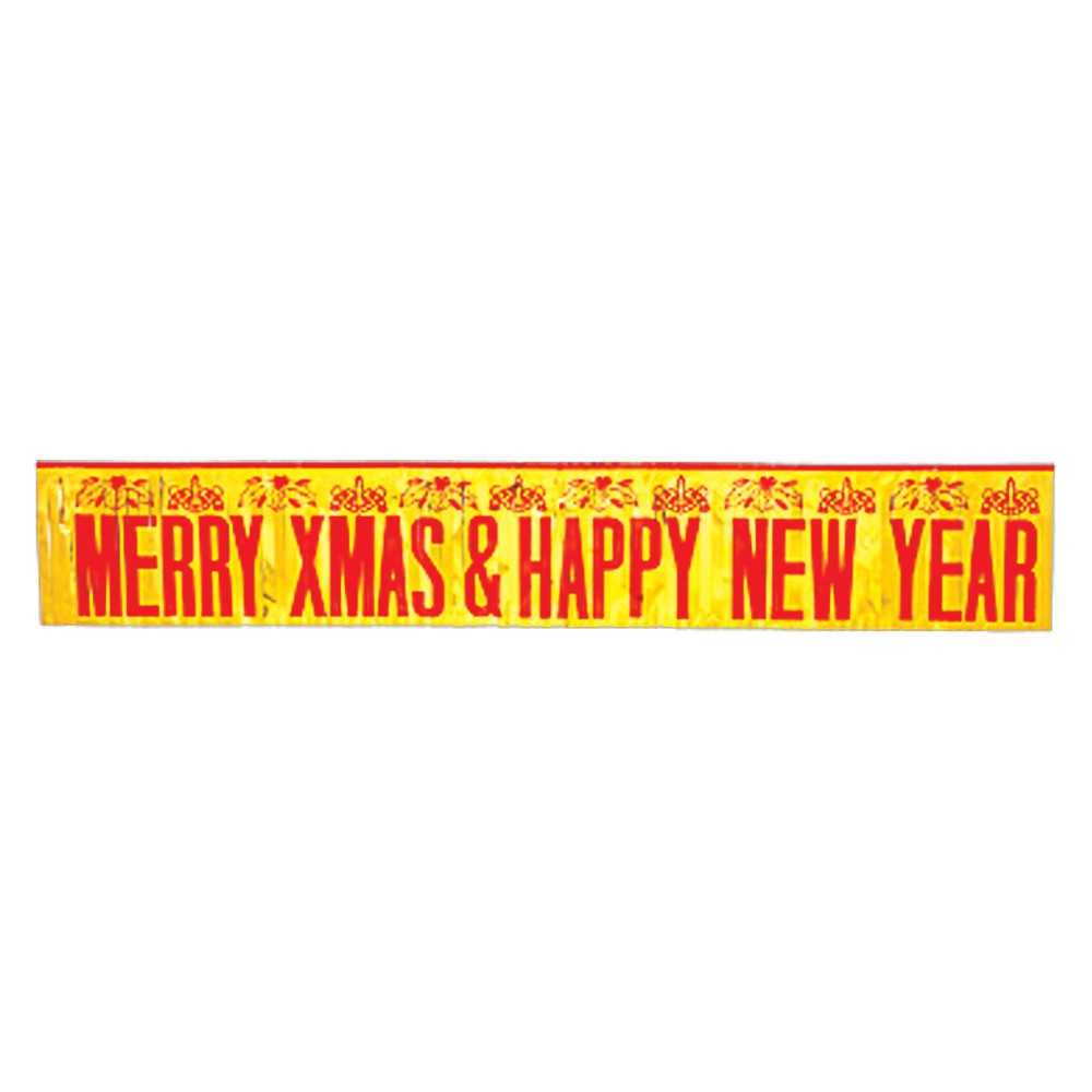 ตกแต่งเทศกาลคริสต์มาสและปีใหม่ ป้ายพริ้ว สวัสดีปีใหม่ป้าย Merry Christmas & Happy New Year (4904-09)