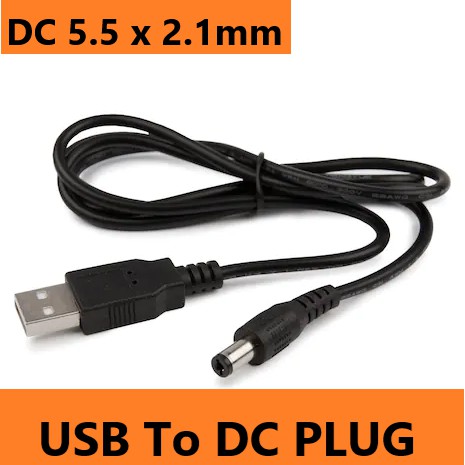 สาย USB แปลงเป็น หัวแจ็ค DC 5.5 x 2.1mm ยาว 1 M. สำหรับ อุปกรณ์ ...