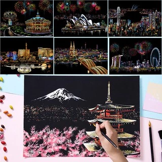 ภาพวาด Magic Scratch Art ภาพขูดสีสันสดใสสวยงามมากๆ ขนาด 40.5x28.5cm ของเล่นสร้างสีสันศิลปะ