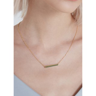 สร้อยคอ 14k Yellow Gold Chain Necklace with a Shiny Flat Bar