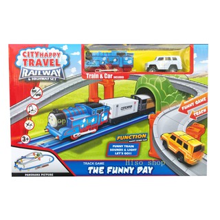 รถไฟโทมัส THOMAS &amp; FRIENDS  RAILWAY HIGHWAY SET รถไฟโทมัส+ราง มีไฟ มีเสียง