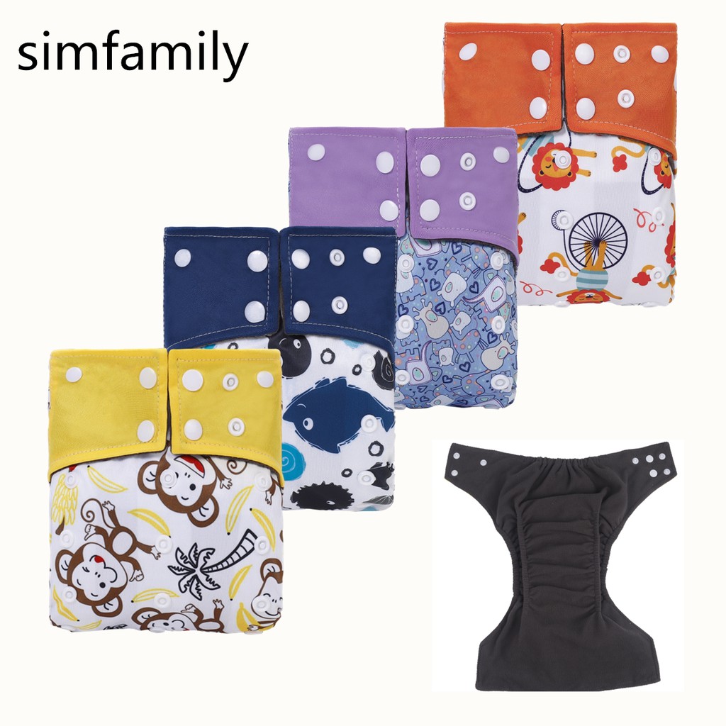 Cloth Diaper 1 Set With Bamboo Charcoal Inserts In Stocks / การออกแบบที่มีสีสันผ้าอ้อมผ้า 1 ชุดด้วยถ่านไม้ไผ่แทรก ราคา ถูกที่สุด ดีลบีเคเค