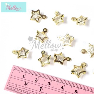 Mukie shop DIY อะไหล่ก้าน จี้ คริสตัลใหญ่ ดาว คอปปเปอร์  แพ็ค 10 ชิ้น DIYเครื่องประดับ
