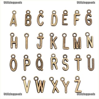 Utilizinggoods จี้ตัวอักษร a - z เครื่องประดับเงิน / ทอง DIY 26