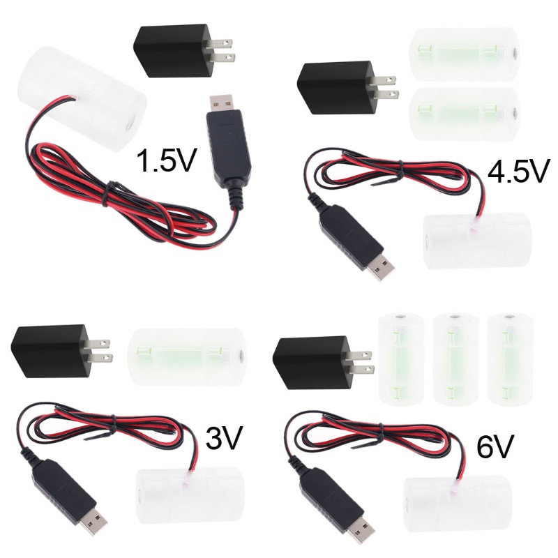 MOON USB LR20 D Eliminator สายเคเบิลสามารถเปลี่ยน 1-4pcs 1 5V 3V 4 5V 6V C สําหรับไฟ LED Walkie US P