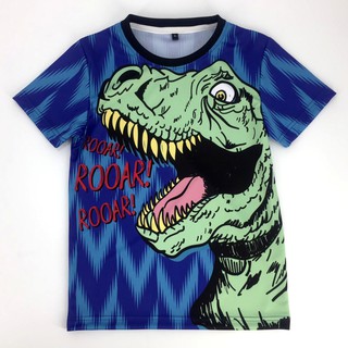 HLurban เสื้อยืดเด็ก คอกลม แขนสั้น พิมพ์ลายไดโนเสาร์ Dinosaur ทีเร็กซ์ T-rex ใส่ได้ทั้งเด็กผู้ชาย เด็กผู้หญิง ผ้าดี