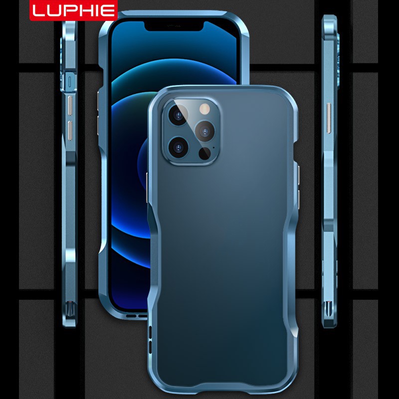 Luphie Bicolor อลูมิเนียมโลหะโทรศัพท์กันชนสําหรับ iPhone 13 Pro Max กรอบสําหรับ iPhone 12 Pro Max 12 Mini Cove