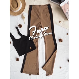 Twotone กางเกงขาม้าทูโทนแต่งแถบข้างอำพรางหุ่น พร้อมส่งครบไซต์